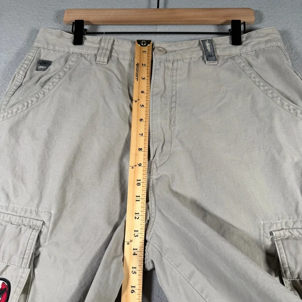 Jnco 85 Mens Khaki Cargo Shorts 36 Heavy Duty Twill Camo‎ Trim M2867CC Patches